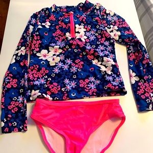 Carters floral rashguard swim set